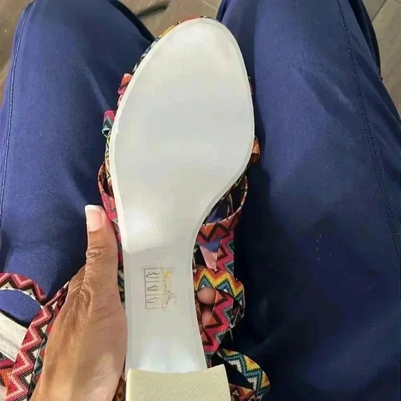 JEFFREY CAMPBELL Enyo Knee High Gladiator Multicolor Chevron Print Heel … - Picture 6 of 8